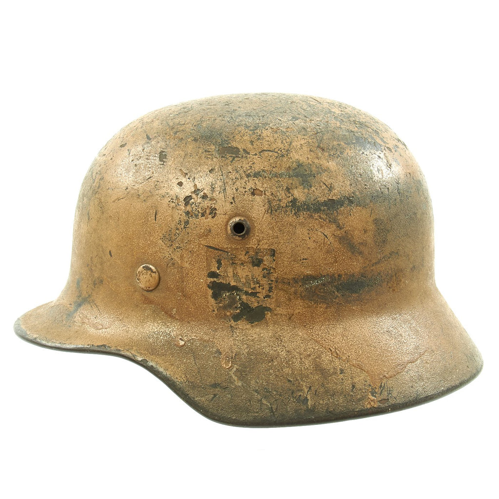 Original German WWII DAK Afrikakorps Camouflage Single Decal M35 Helmet - Stamped EF60 Original Items