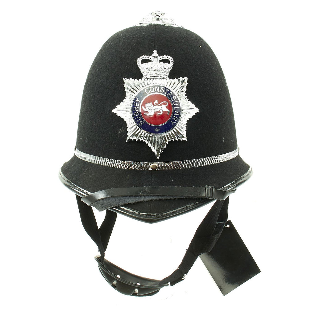 Original British Unissued Rose Top Police Bobby Helmet from the Surrey Constabulary in size 59 - c. 1990 Original Items