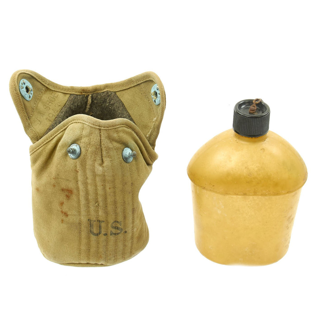 Original U.S. WWII Experimental Ethocellulose Plastic Canteen by ANOS with Infantry Carrier - dated 1943 & 44 Original Items