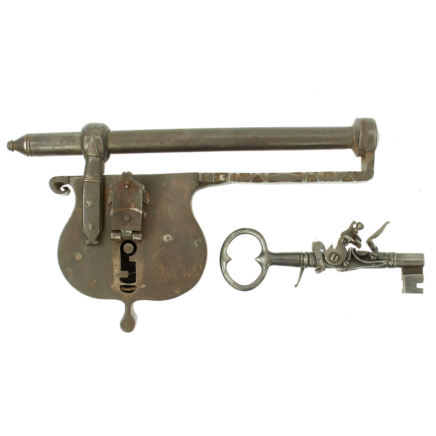 I have to share that, never seen such a key before. From a purchased bundle  (): old »Guri Padlock« from East Germany (GDR, 1950 – 1960) w/steel  body and shackle and flat