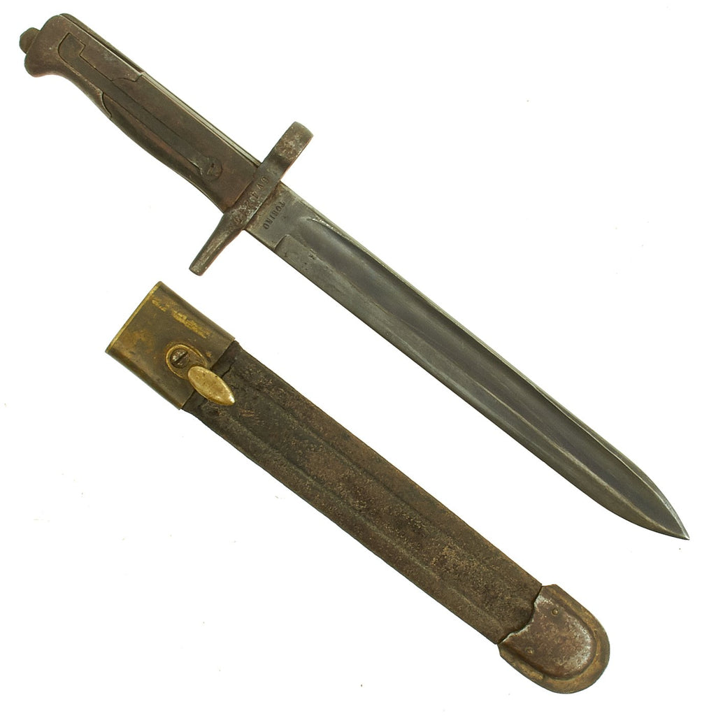 Original Italian M1871/1915 Vetterli Rifle Shortened Bayonet by Turin Arsenal with Scabbard Original Items