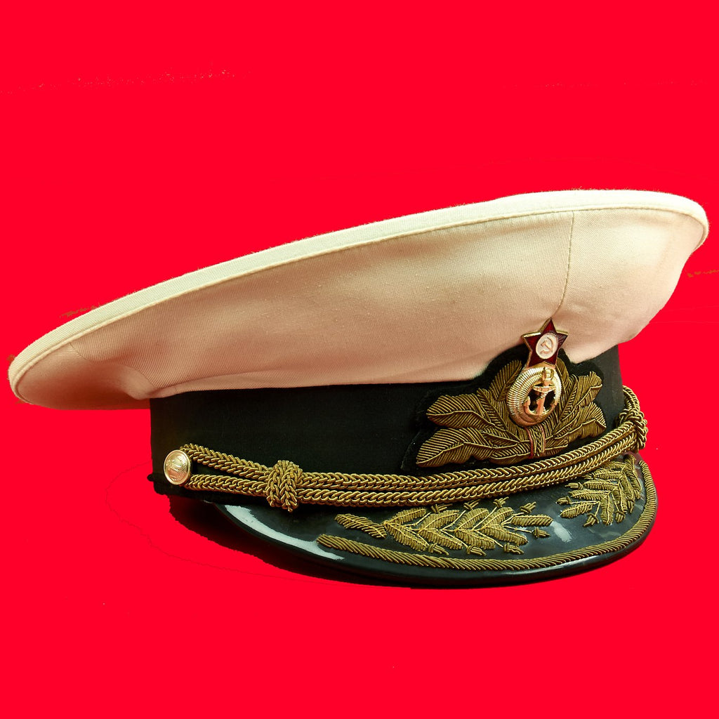 Original Soviet Russian Cold War Navy Admiral's Visor Hat - Size 60 Original Items