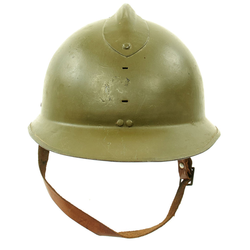 Original WWII French M1926 Adrian Helmet without Badge - Olive Green Original Items