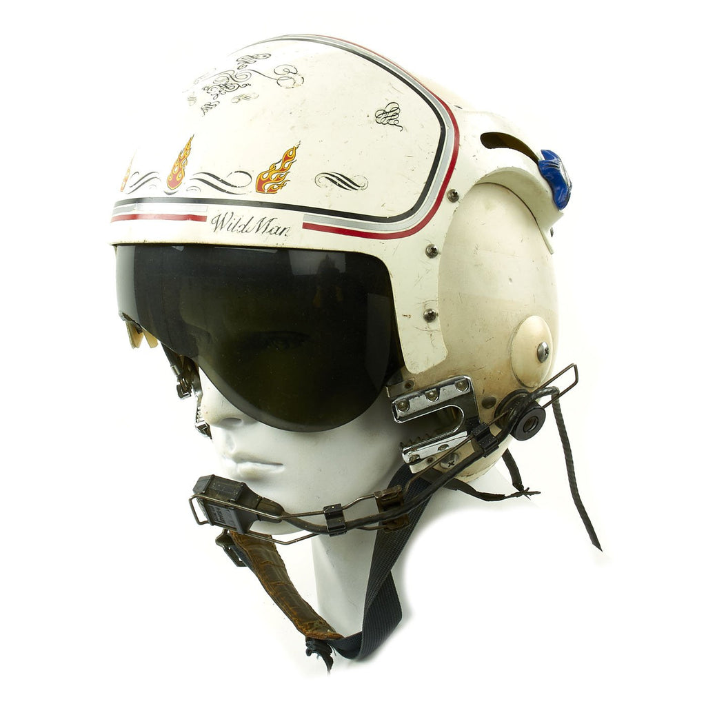 Original U.S. Vietnam War USN Pilot APH-6 Dual Visor Ramshorn Flight Helmet Named to Wild Man Original Items