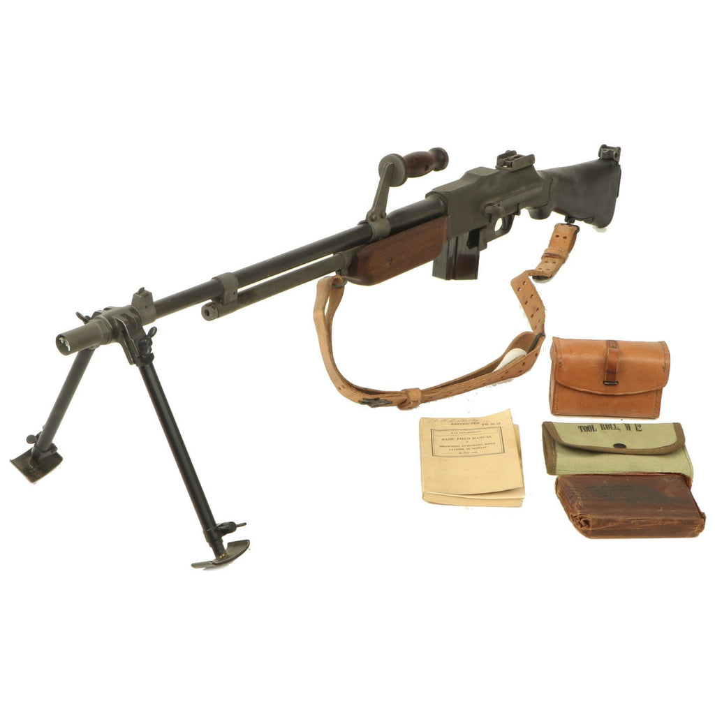 Original U.S. WWII BAR Browning 1918A2 Display Gun Constructed with Genuine Parts & Accessories - Barrel Dated 1945 Original Items