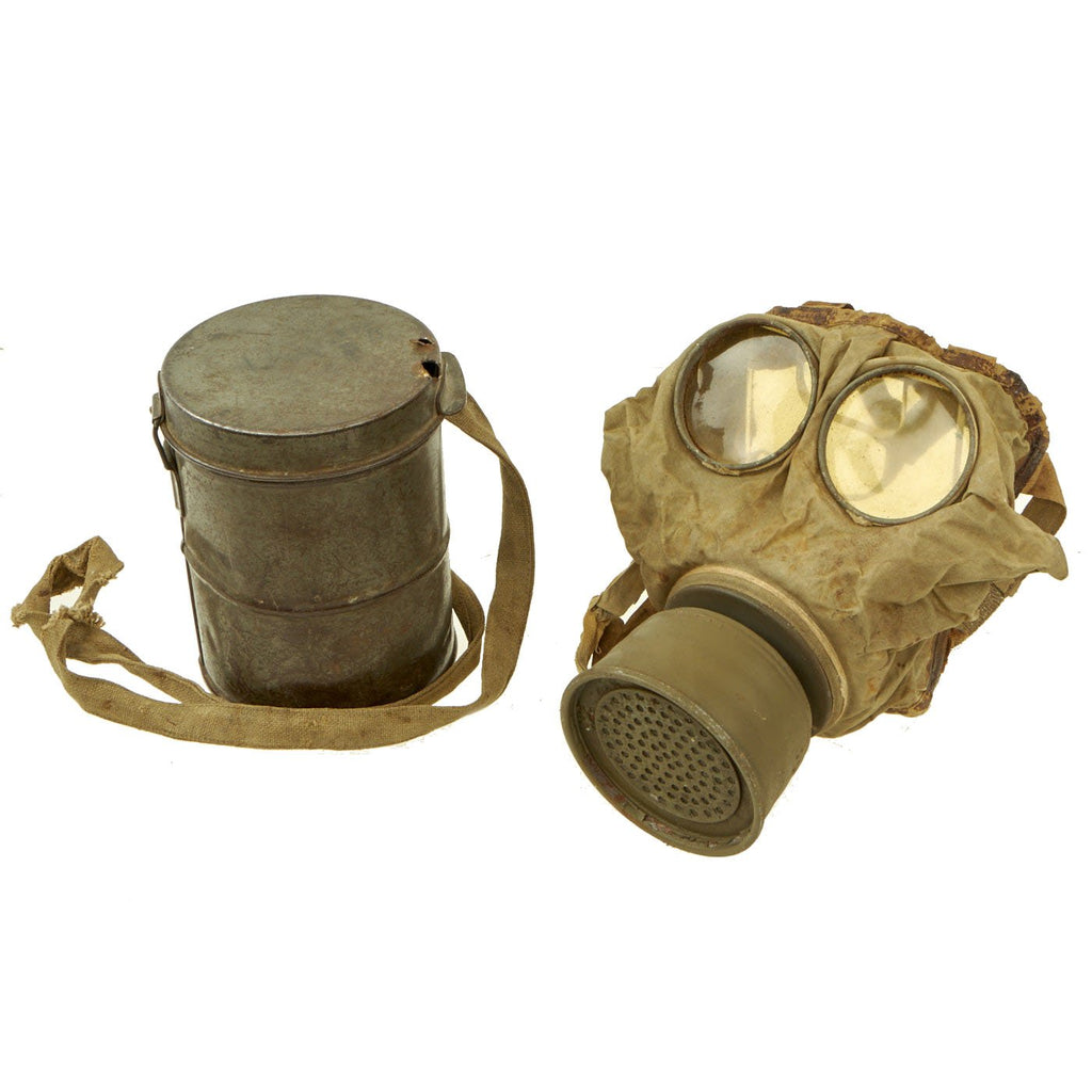 Original Imperial German WWI Gummimaske GM-15 Rubberized Gas Mask with Filter & Can Original Items