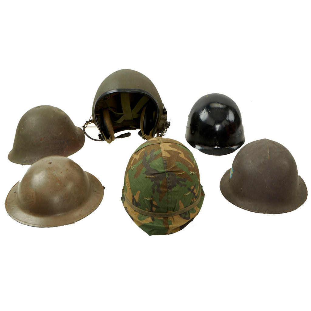 Original WWII and Cold War Military Helmet Lot - Set of 6 Original Items