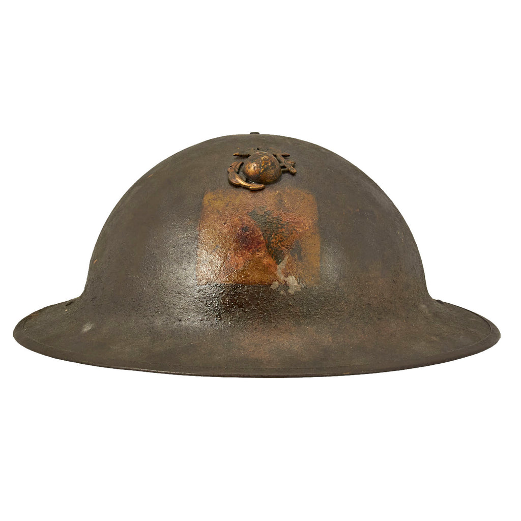 Original U.S. WWI United States Marine Corps 2nd Battalion 5th Marine Regiment Painted M1917 Doughboy Helmet - Belleau Wood Marine Original Items