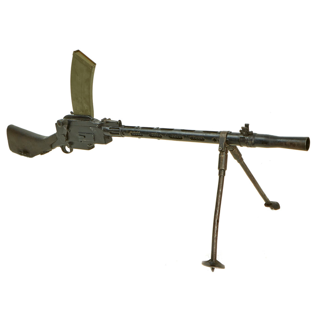 Original WWII Danish Madsen Display Light Machine Gun with Magazine Pouch & Magazine Original Items