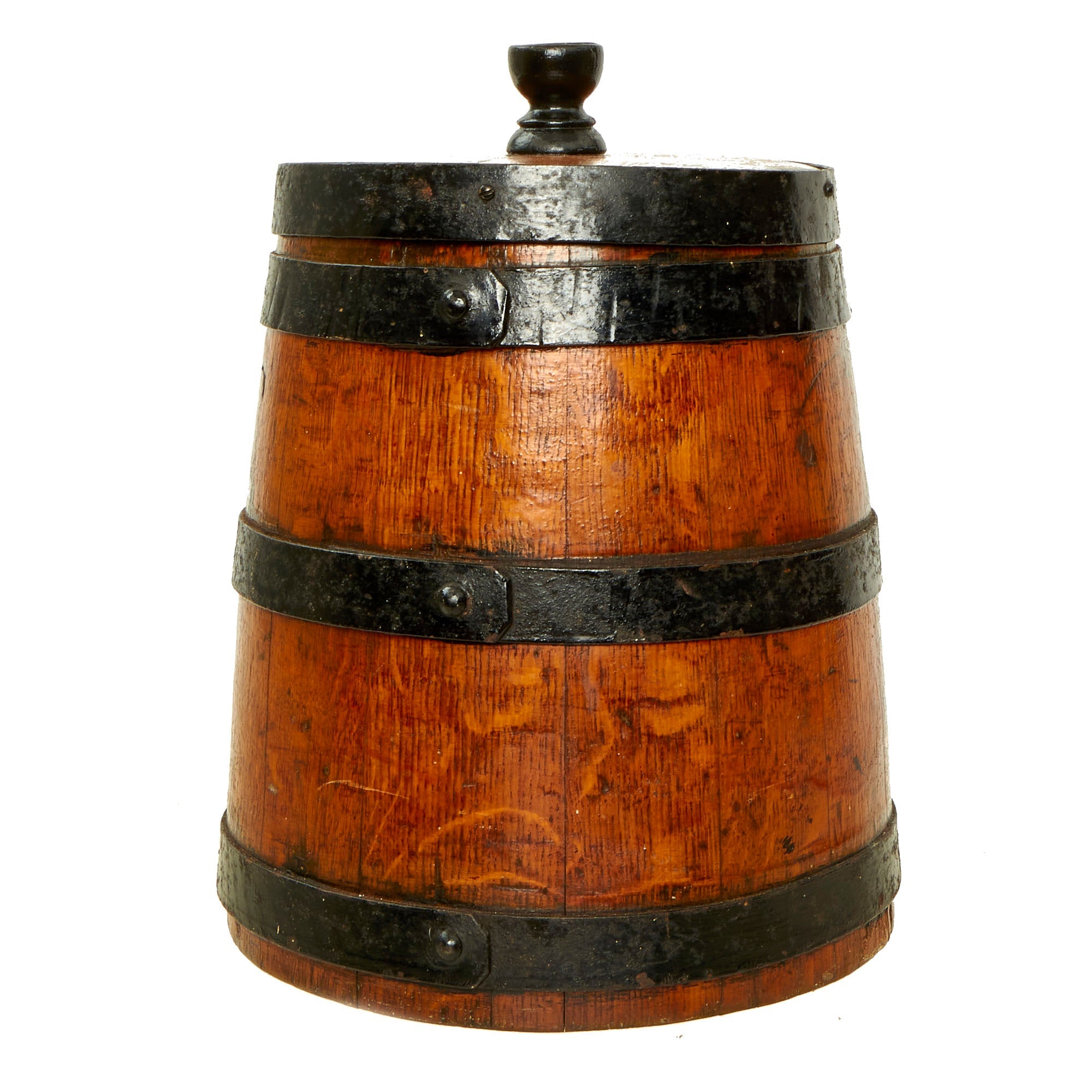 Original British Napoleonic Royal Navy Wooden Lidded Keg with Carved ...