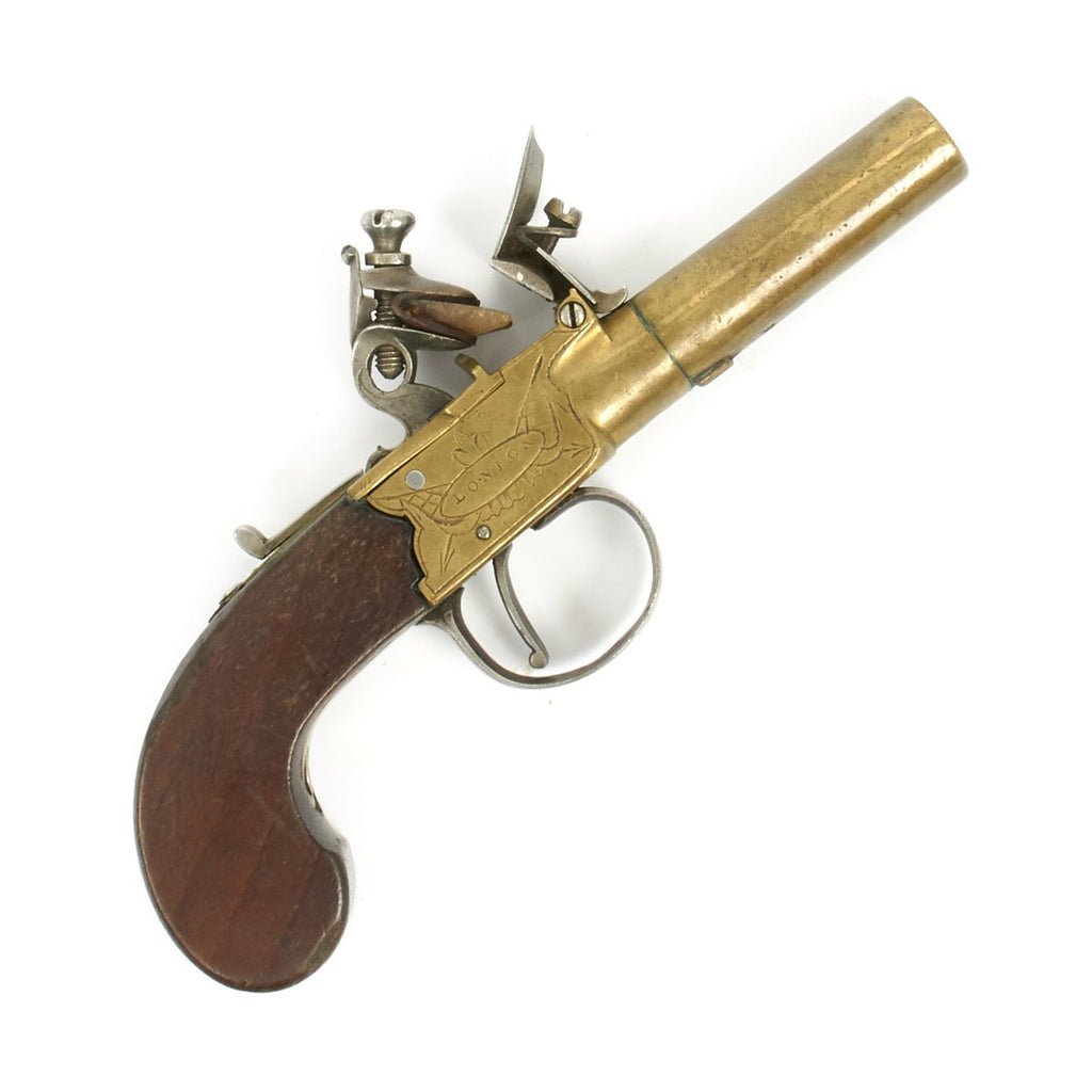 Original British Brass Flintlock Pocket Pistol by Sharpe of London circa 1800-1840 Original Items