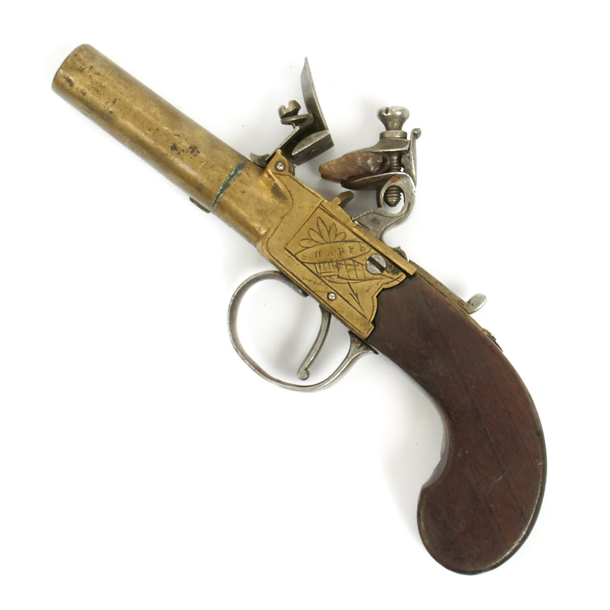 Flintlock Brass Pocket Pistol by Smith. SN 8510 – West Street Antiques
