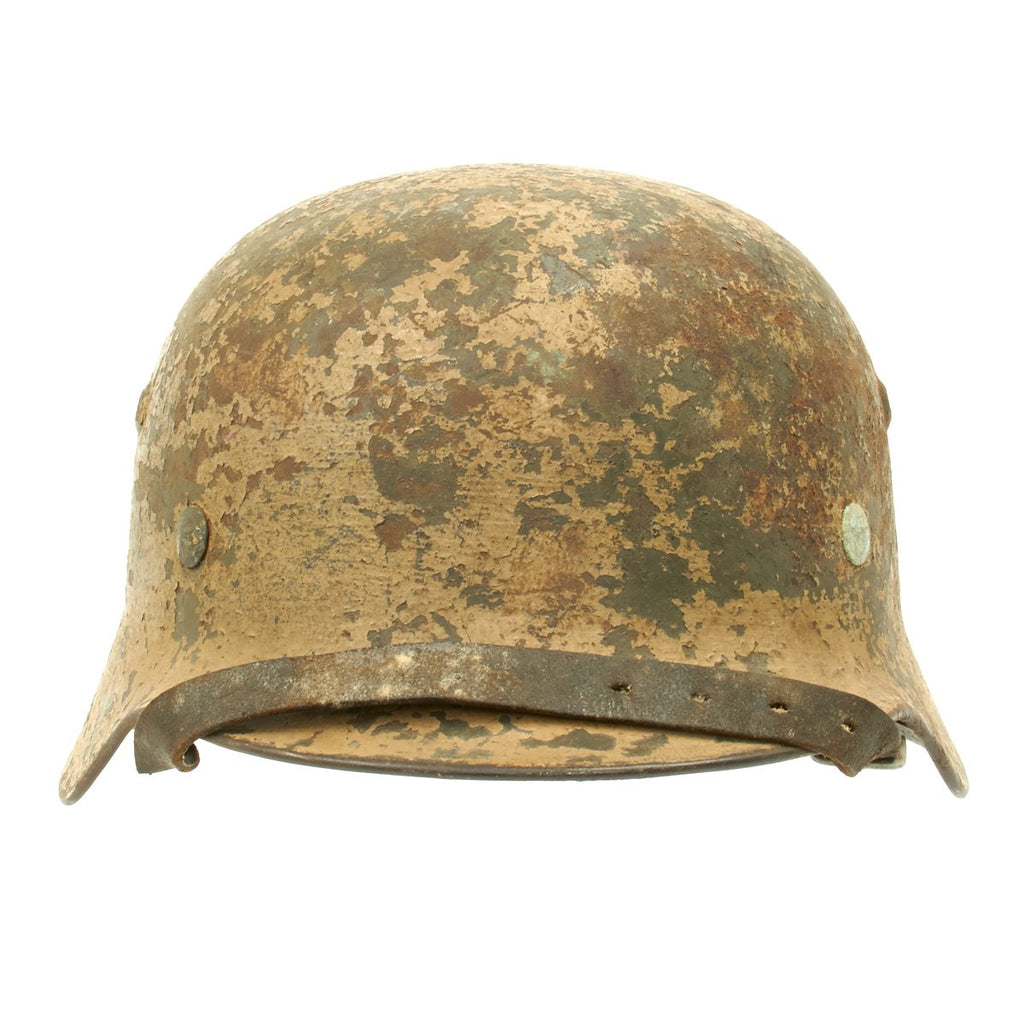 Original German WWII Normandy Camouflage M35 Named Helmet - SE64 Original Items