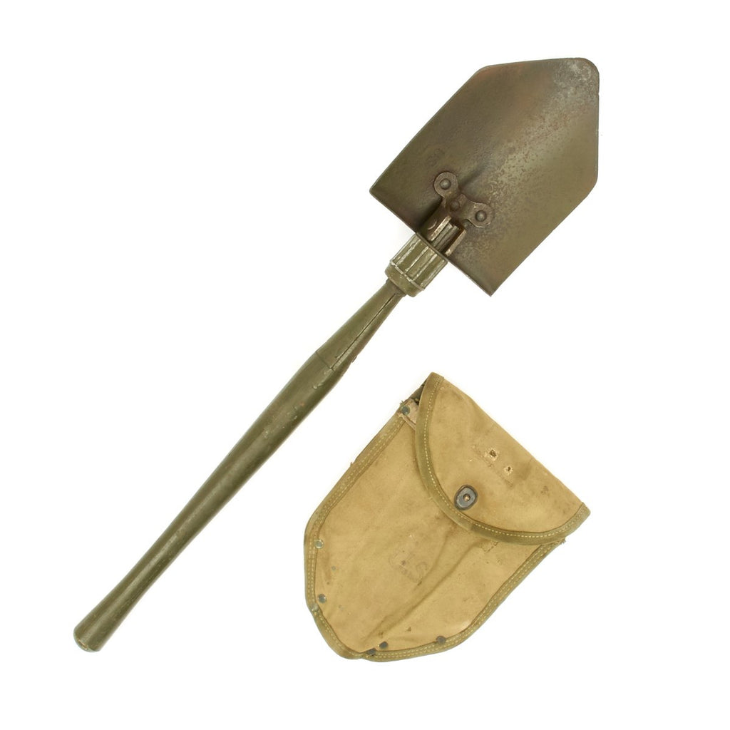 Original U.S. WWII M1943 Entrenching Tool Shovel with Canvas Carrier Original Items