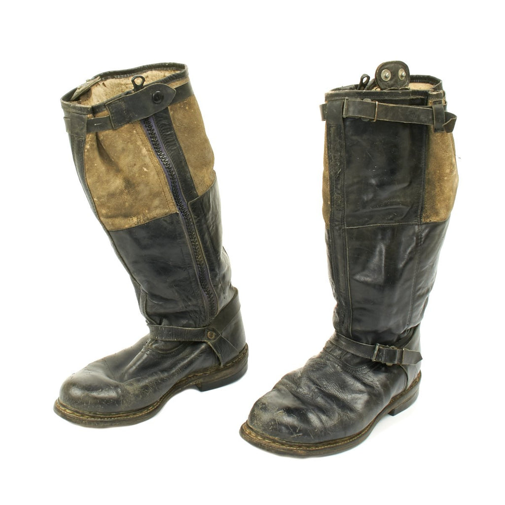 Original German WWII Luftwaffe Electric Heated Leather Flight Boots - USGI Bring Back Original Items