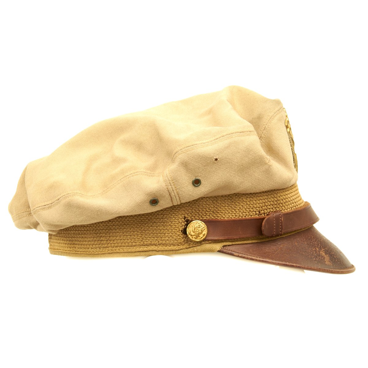 Original U.S. WWII USAAF Officer Khaki Crush Cap By Bancroft