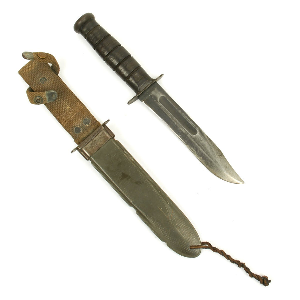 Original U.S. WWII KA-BAR USN MK2 Fighting Knife with MK2 Scabbard Original Items