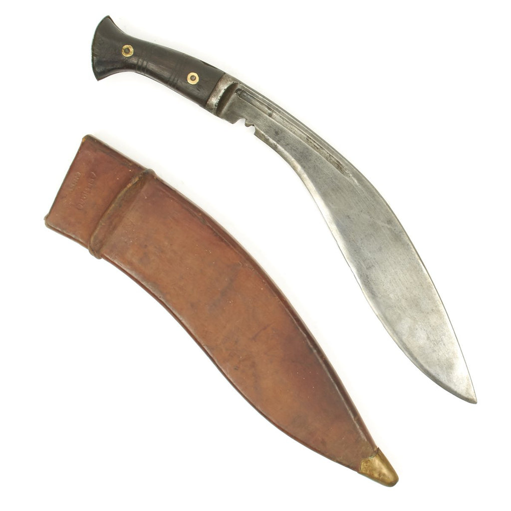 Original British WWII Dated MkII Pattern Kukri with Hard Leather Scabbard Original Items