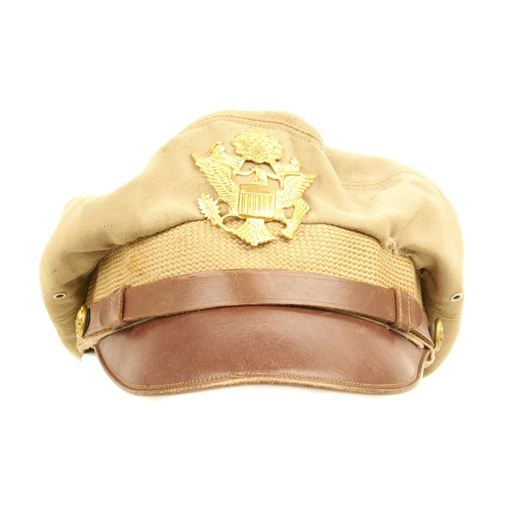 Original U.S. WWII USAAF Named Officer Khaki Crush Cap By Bancroft - Drake Simoff Original Items