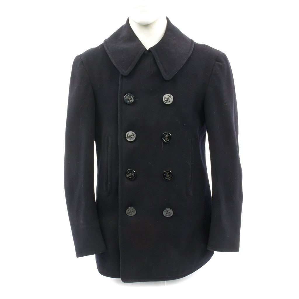 Original WWII U.S. Navy 10 Button Wool Pea Coat by Naval Clothing Factory -  Size 40