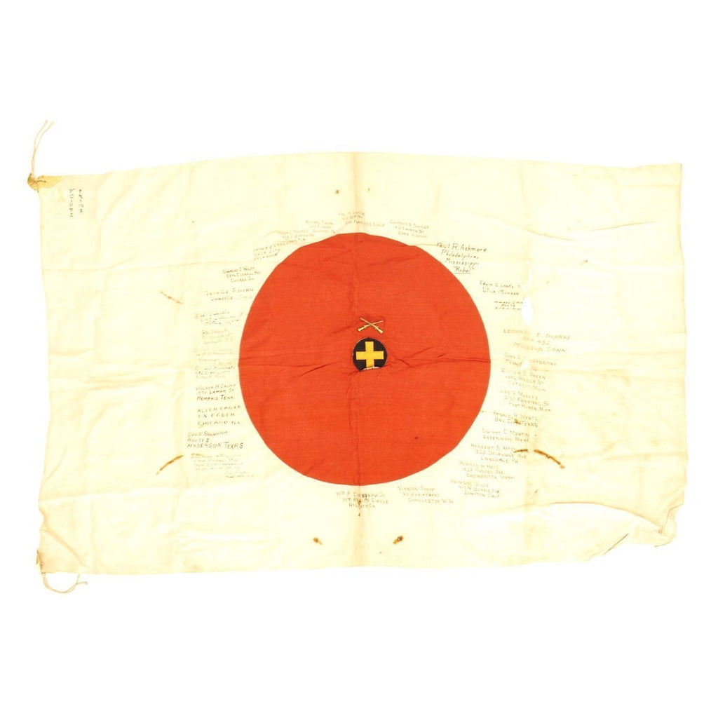 Original Japanese WWII Battle of Baguio Captured USGI Signed Flag - 33rd Infantry Division Original Items