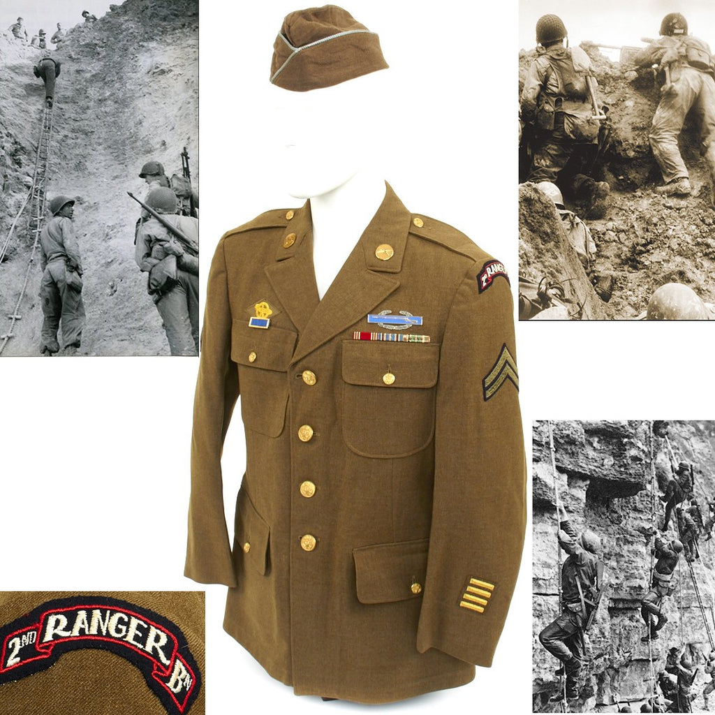 Original U.S. WWII D-Day Pointe Du Hoc 2nd Ranger Battalion Named Uniform Grouping Original Items