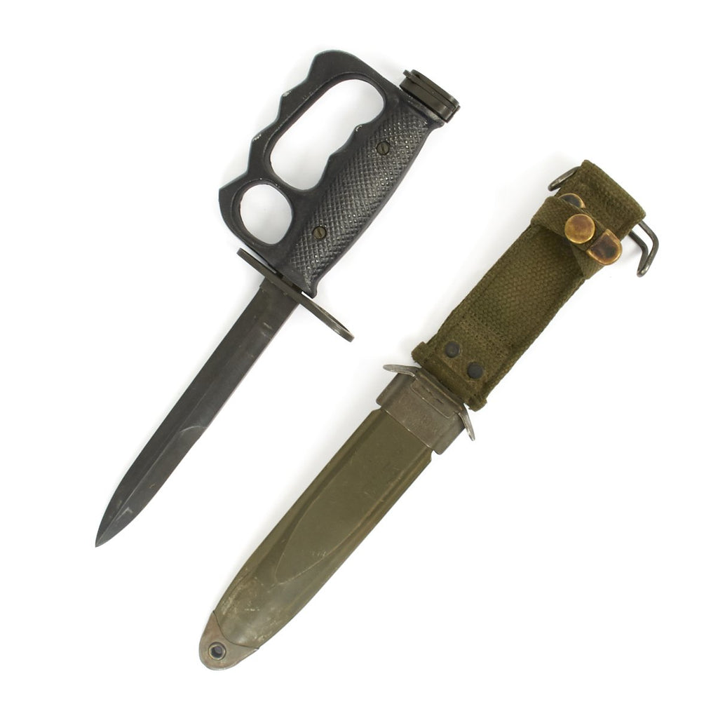 Original U.S. Vietnam War M7 Bayonet with Experimental Knuckle Guard and M8A1 Scabbard Original Items