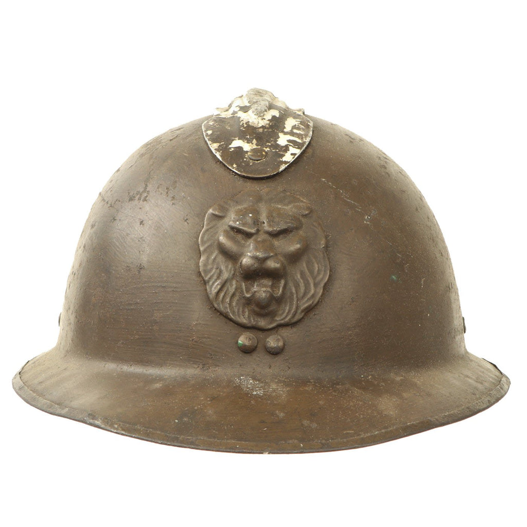 Original Belgian WWII Model 1926 Adrian Infantry Helmet with Lion Badge & Complete Liner Original Items