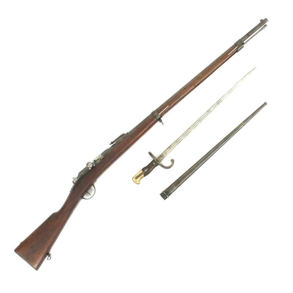 Original French Fusil Gras Mle 1874 M80 Infantry Rifle by Châtellerault with Bayonet and Scabbard - Dated 1878 Original Items