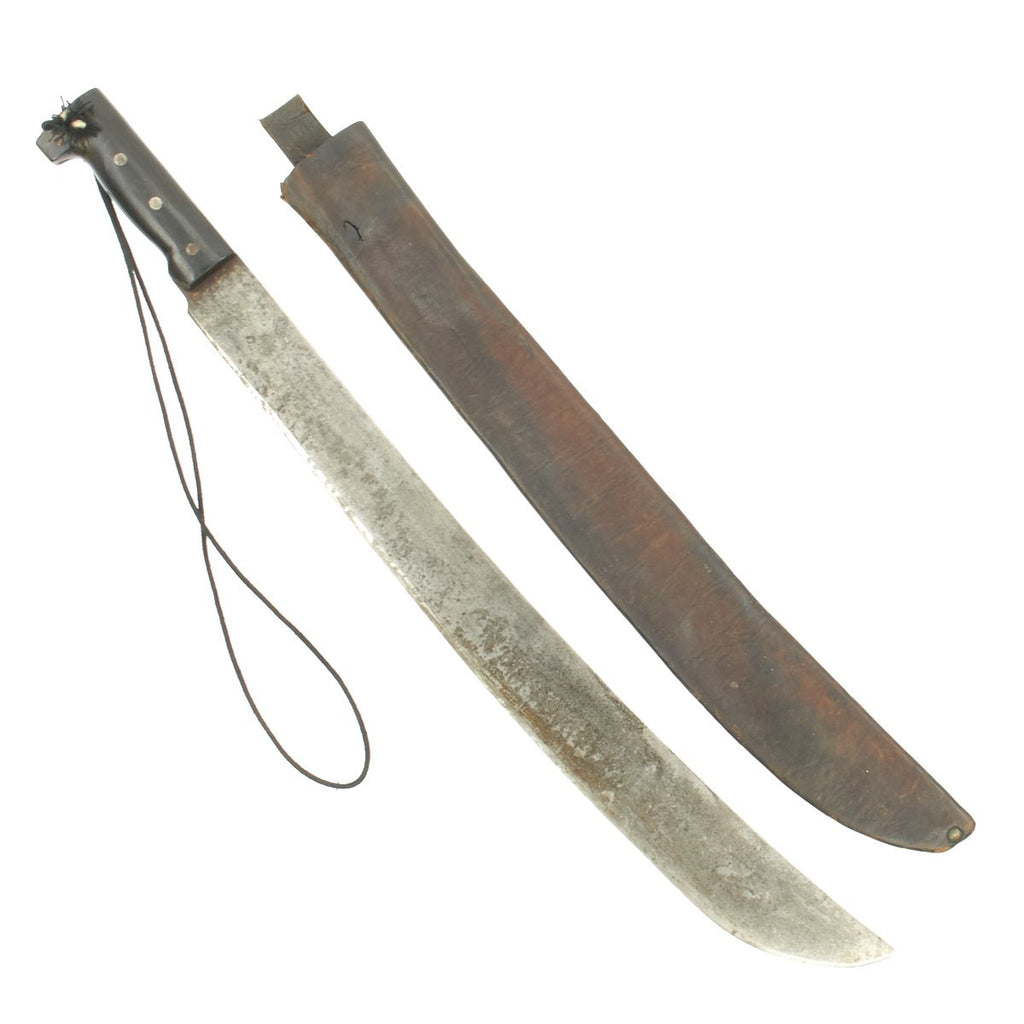 Original U.S. WWII Collins & Co. Legitimus Long Jungle Machete with Leather Scabbard - dated 1942 Original Items