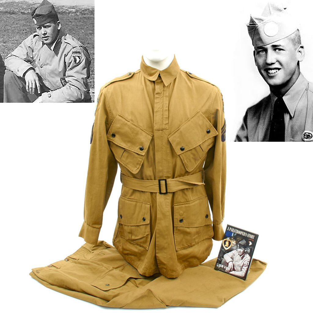 Original U.S. WWII 501st PIR Joe McGinley M1942 Paratrooper Jump Uniform with Letter and DVD Original Items