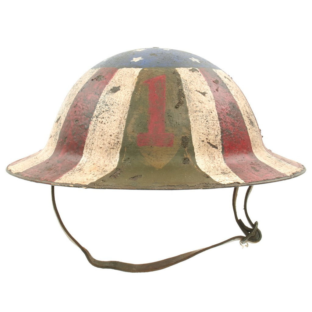 Original U.S. WWI M1917 Refurbished Helmet of the 1st Infantry Division - The Big Red One Original Items