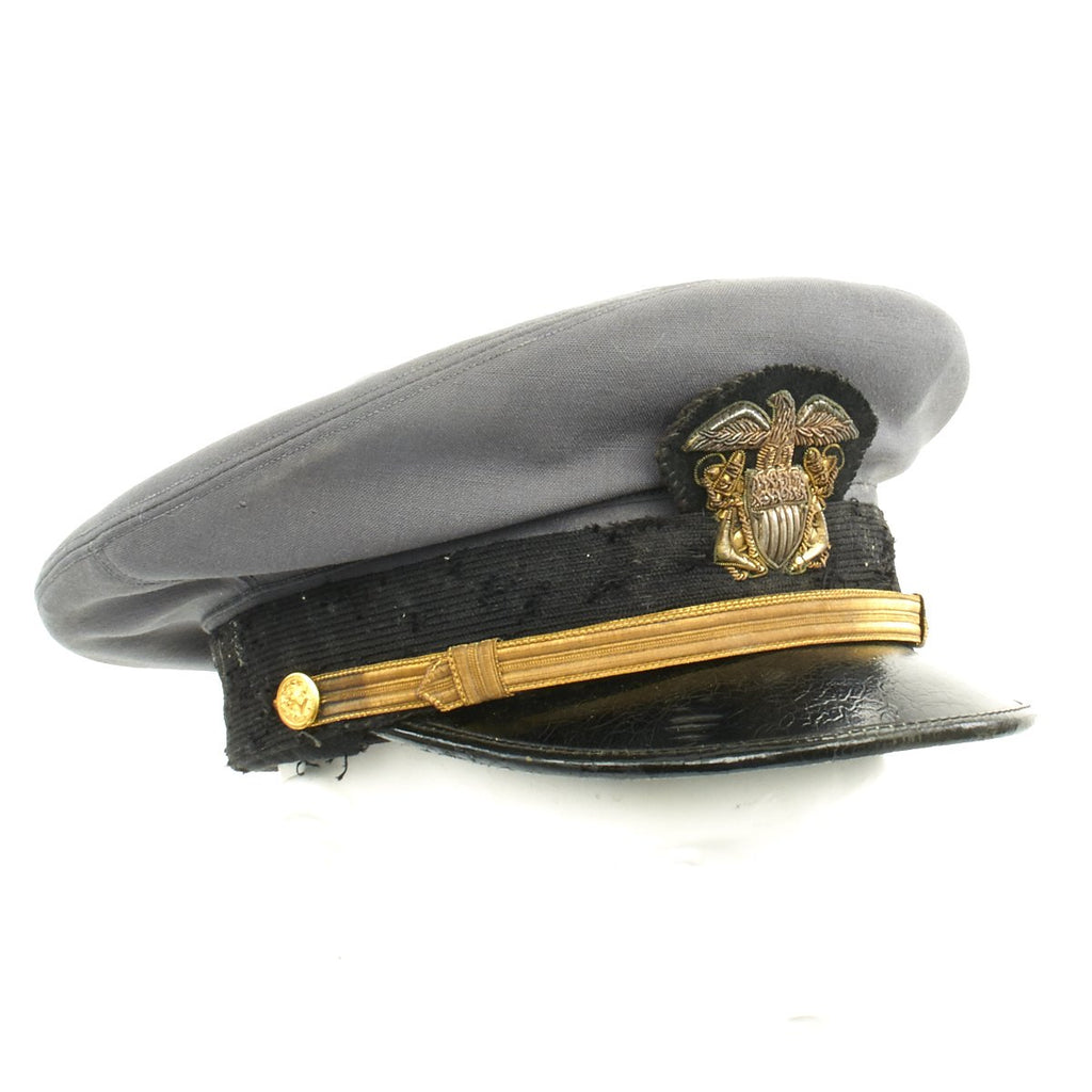 Original U.S. WWII Naval Officer Gray "The Commodore" Combination Visor Cap - size 7 1/4 Original Items