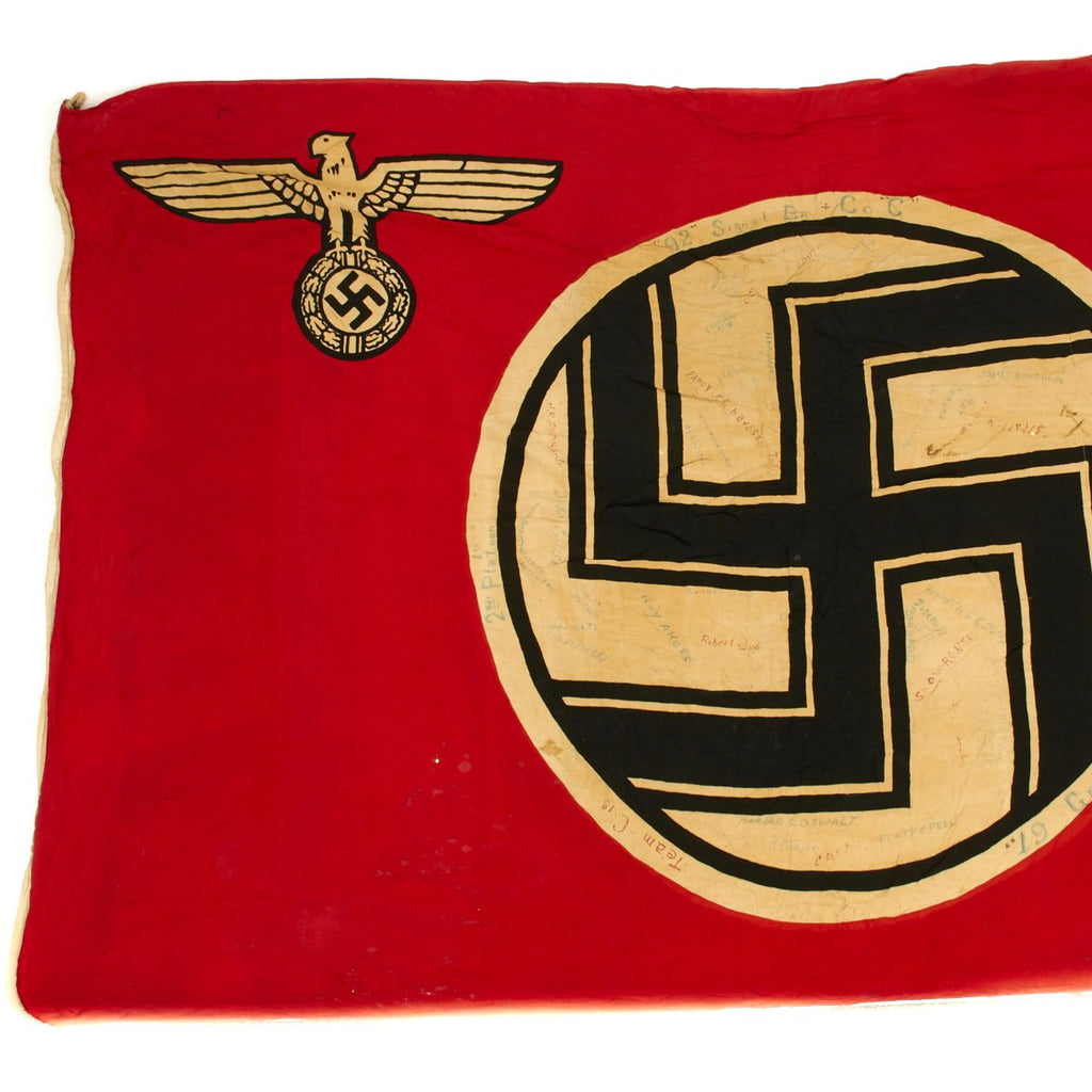 Original German WWII State Service Flag Signed by 92nd Signal Battalion - Liberation of Dachau Original Items