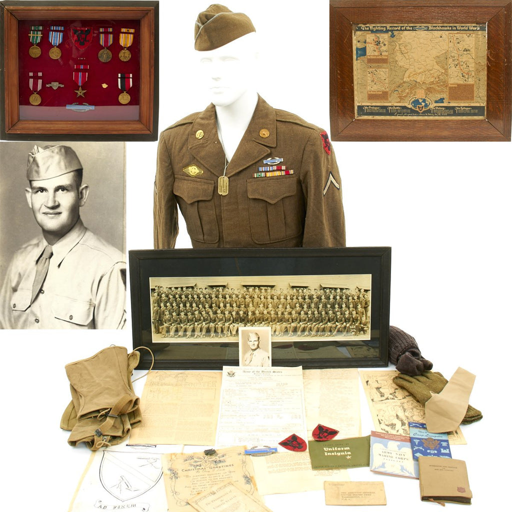 Original U.S. WWII 86th Infantry Division Bronze Star Grouping with Framed Medals and Map Original Items