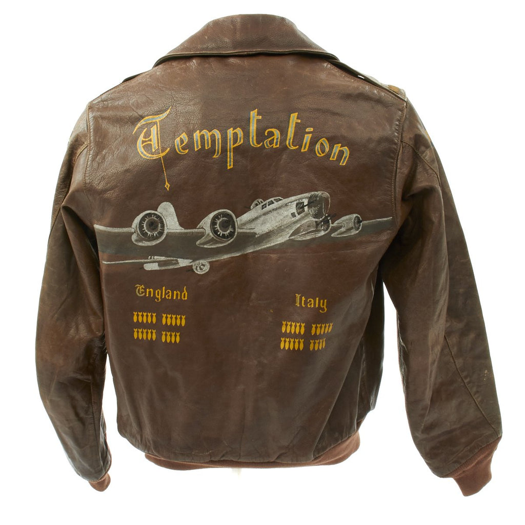 Original U.S. WWII Named Bombardier 511th Bomb Squadron A-2 Flight Jacket - B-17 Temptation Original Items