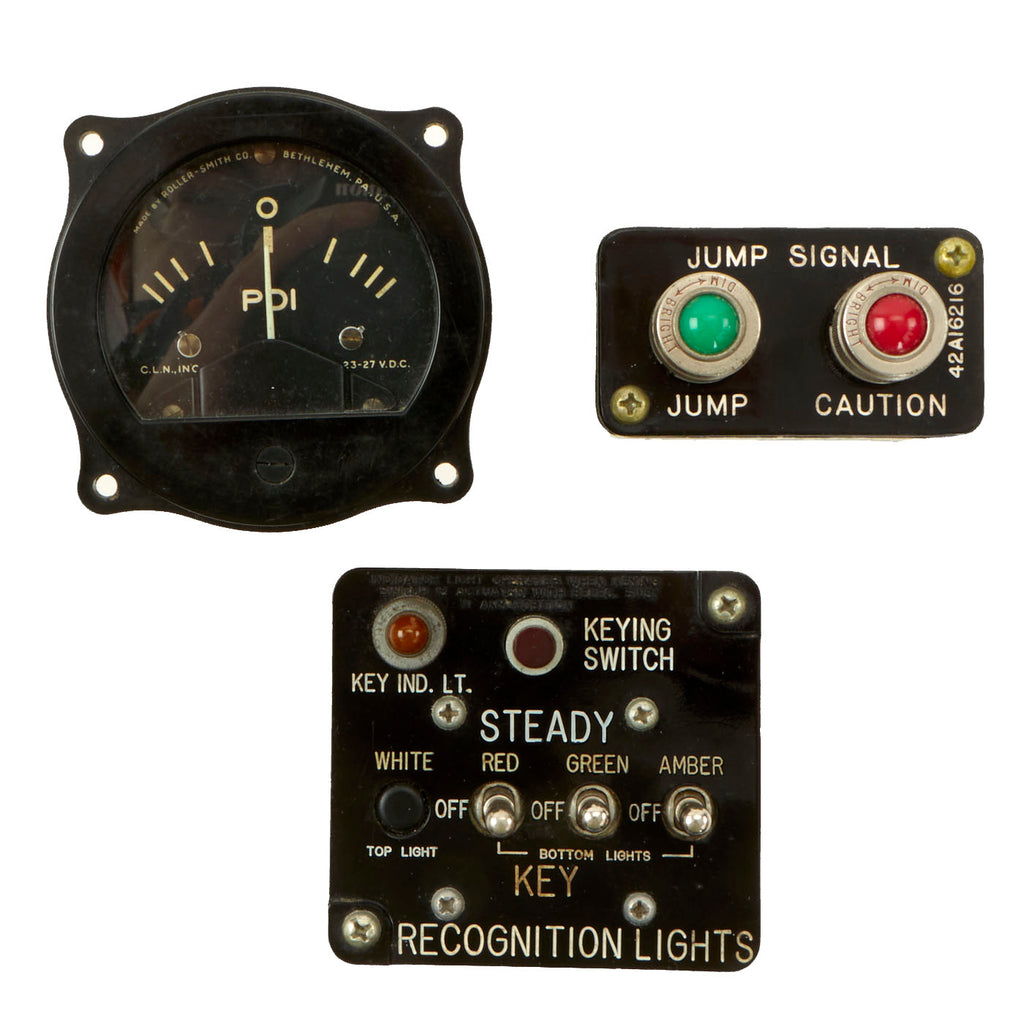 Original WWII U.S. Aircraft Instrument Set - Recognition Light Control Assembly - Paratrooper Jump Signal - Pilot Direction Indicator Original Items