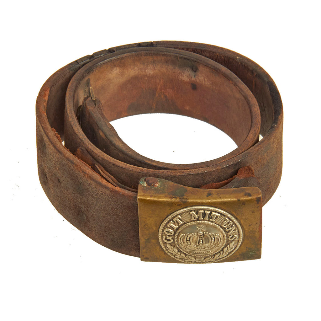 Original Imperial German WWI M1915 Leather Belt with EM/NCO Prussian Steel Buckle Original Items