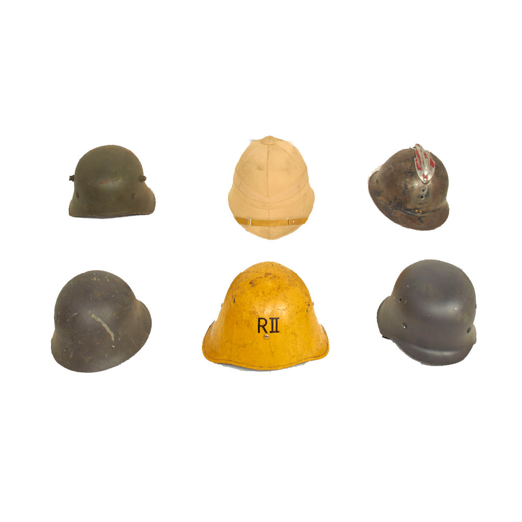 Original European WWII to Cold War Helmet Lot With Repros - 6 Helmets Original Items