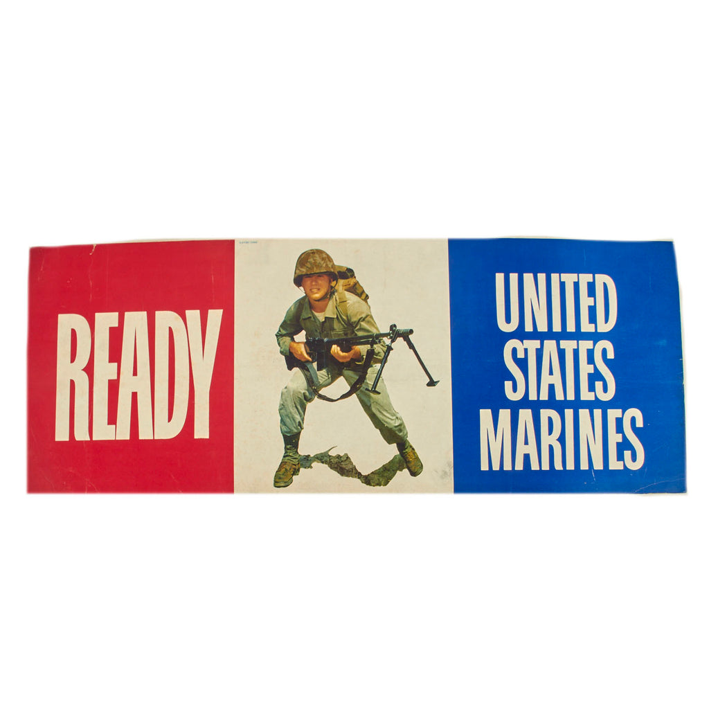 Original U.S. Korean War United States Marine Corps Cardboard Display Poster Dated 1951 - 28” x 11” Original Items