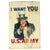 Original U.S. WWII Uncle Sam I WANT YOU Army Recruiting Double Sided Steel Sign Original Items