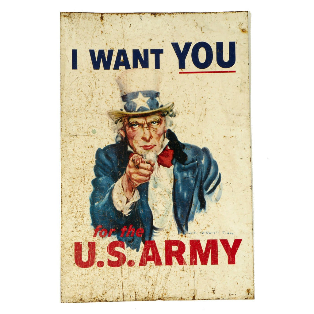 Original U.S. WWII Uncle Sam I WANT YOU Army Recruiting Double Sided Steel Sign Original Items