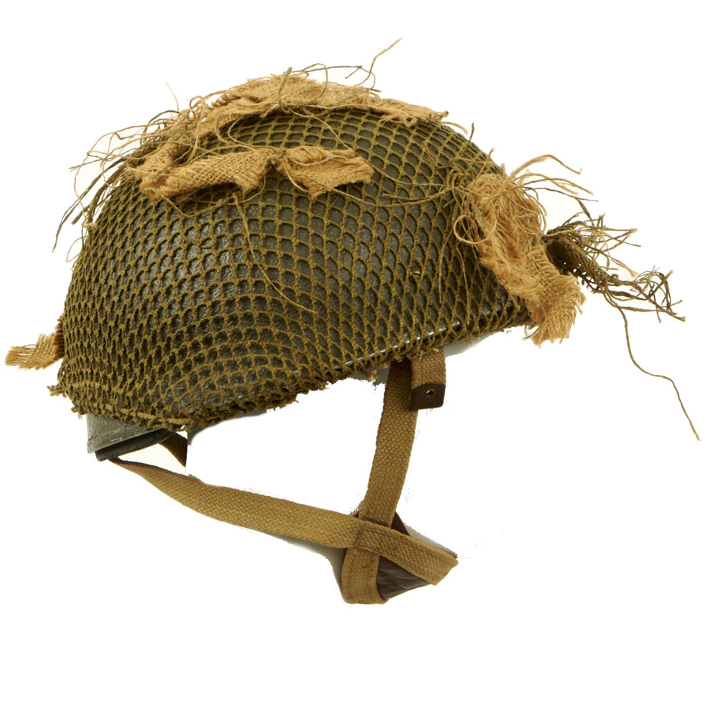 Original WWII British MKII Named Paratrooper Helmet with Net and