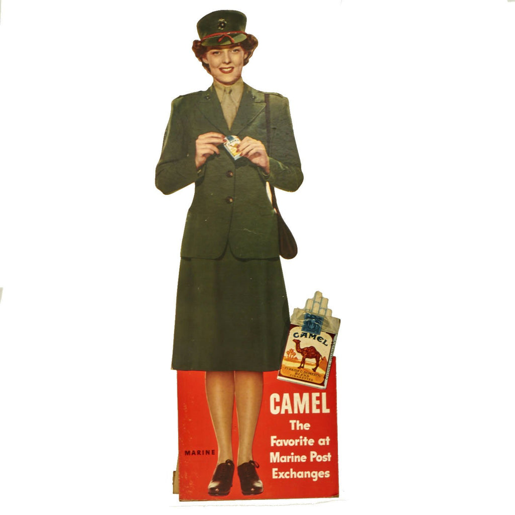 Original U.S. WWII 1943 Female Marine Camel Cigarettes Counter Display Standup Cardboard Cutout Original Items