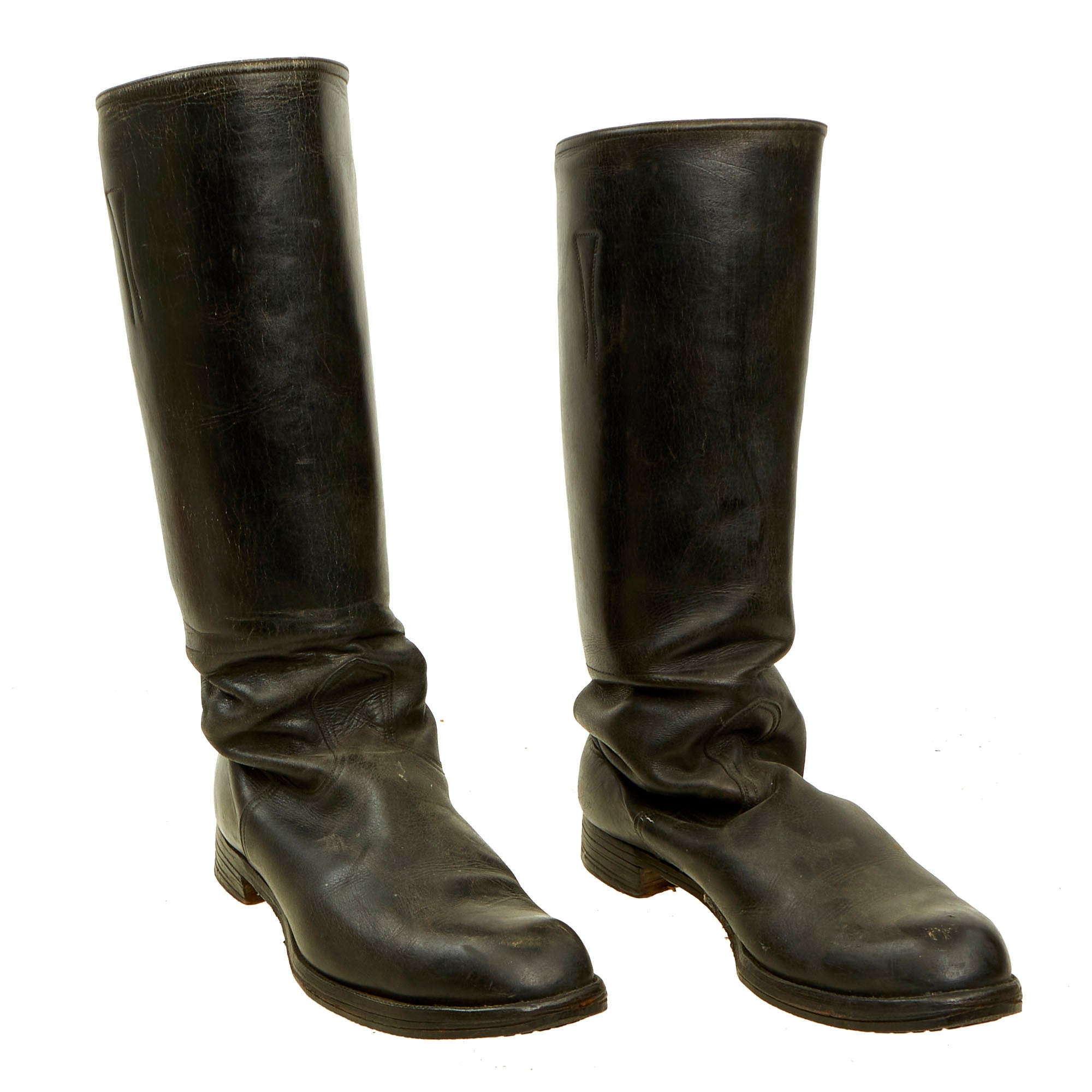 Original German WWII Officer's Tall Black Leather Jackboot Riding Boot ...