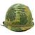 Original U.S. WWII Vietnam War M1 Paratrooper Helmet with USMC Reversible Camouflage Cover Original Items