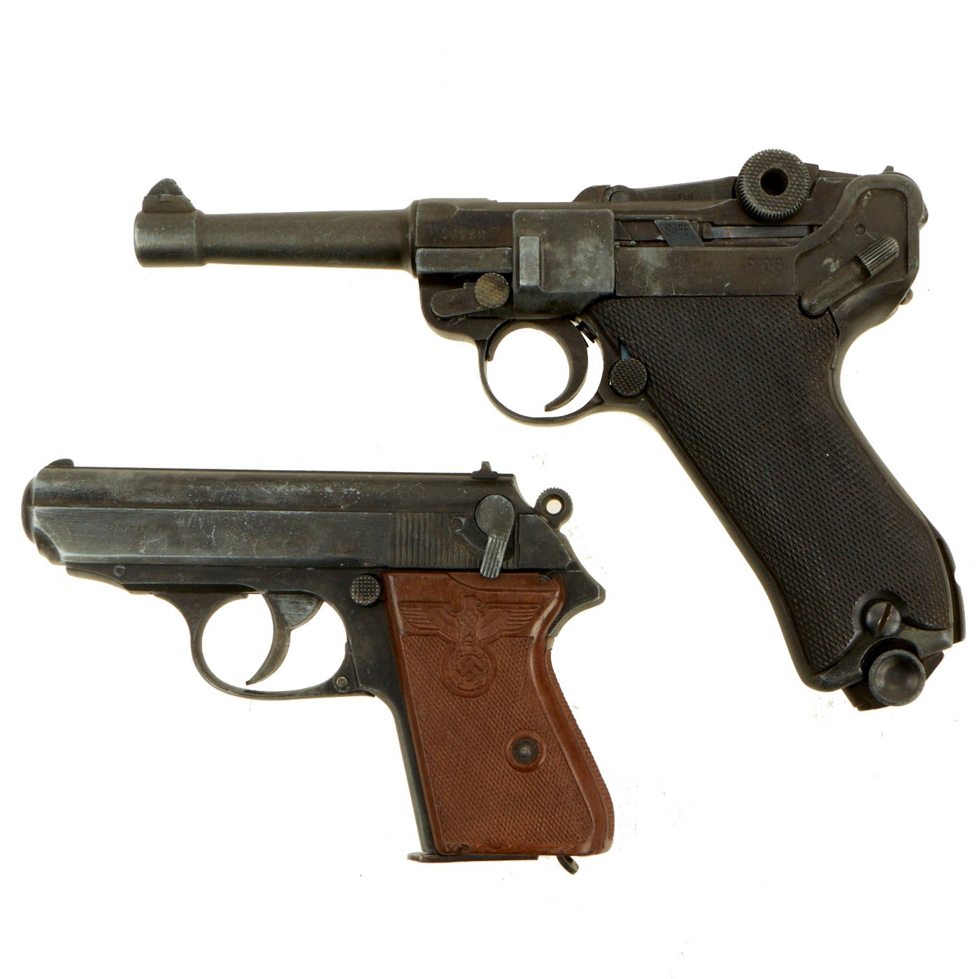 German WWII P08 Luger and Walther PPK Non-Firing Replica Guns by