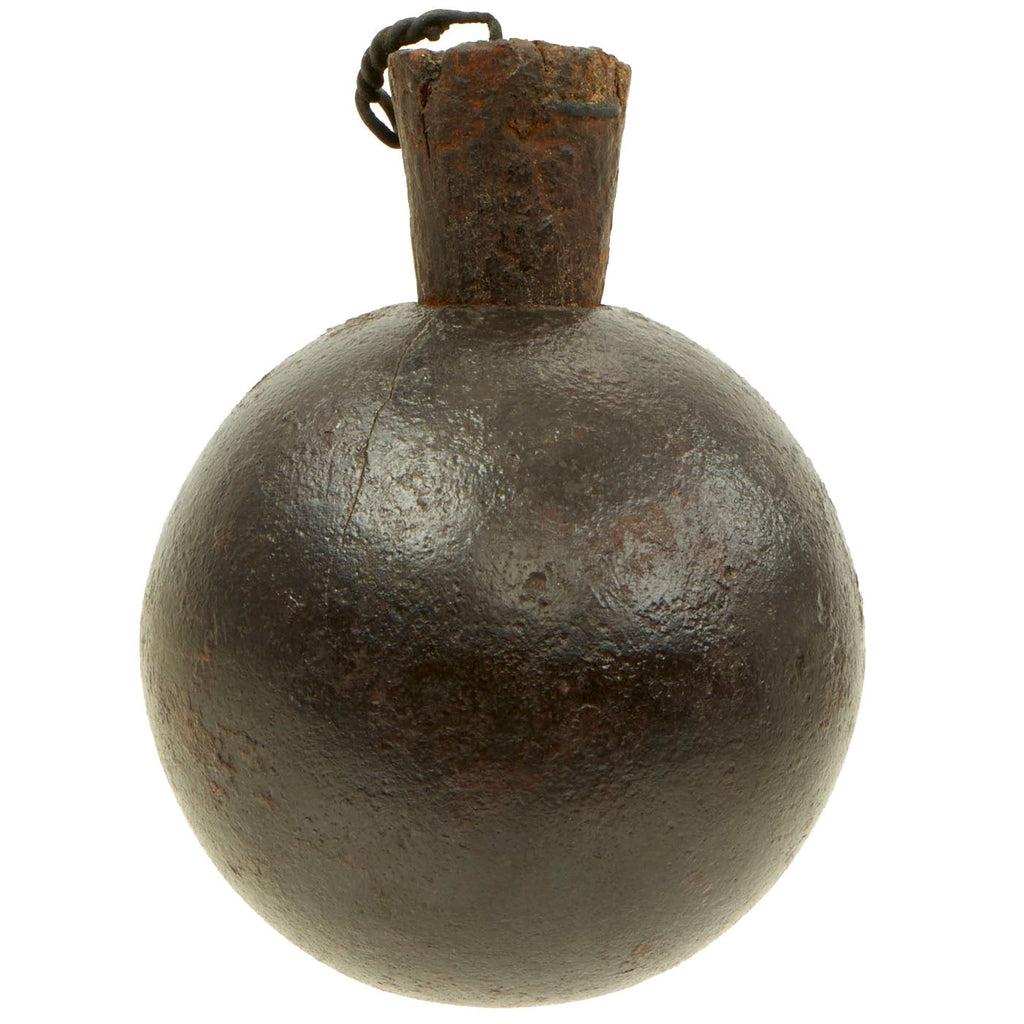 Original French WWI Model 1847 Ball Hand Grenade with Fuse - Inert Original Items