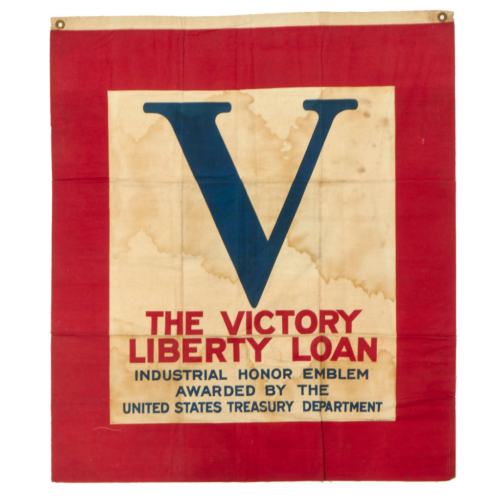 Original U.S. WWI Victory Liberty Loan Oilcloth Banner Flag - 34" x 29" Original Items