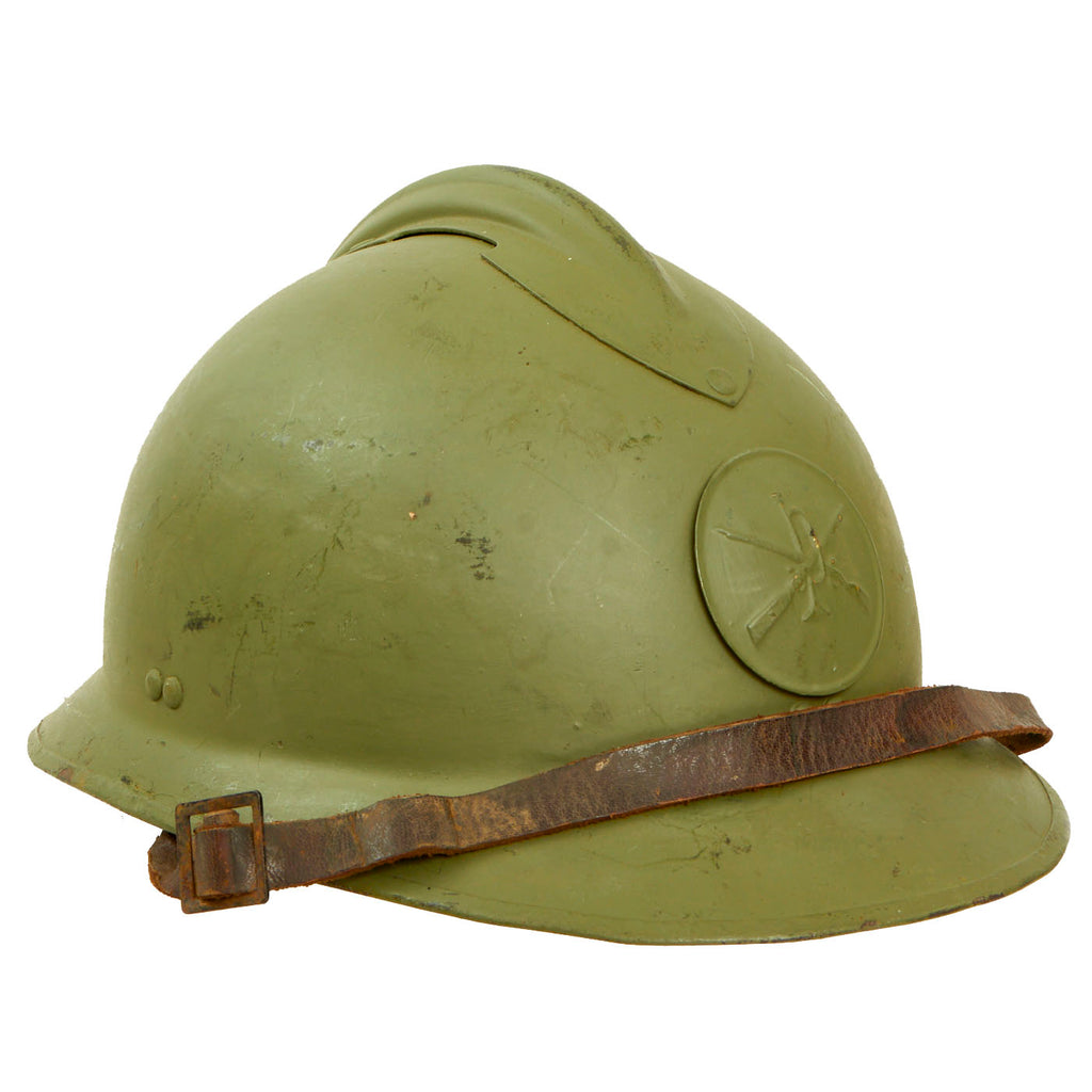 Original Mexican WWII French-Made M26 Adrian Helmet with Infantry Badge - Complete Original Items